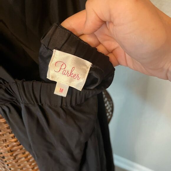 Parker 100% silk empire waist low back Black Maxi Dress M prom event fancy - Picture 6 of 6